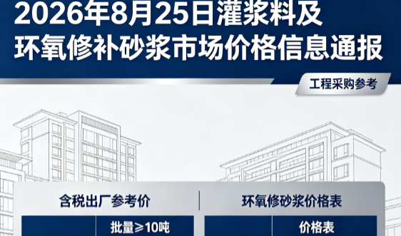 徐汇2026年8月25日灌浆料及环氧修补砂浆市场价格信息通报